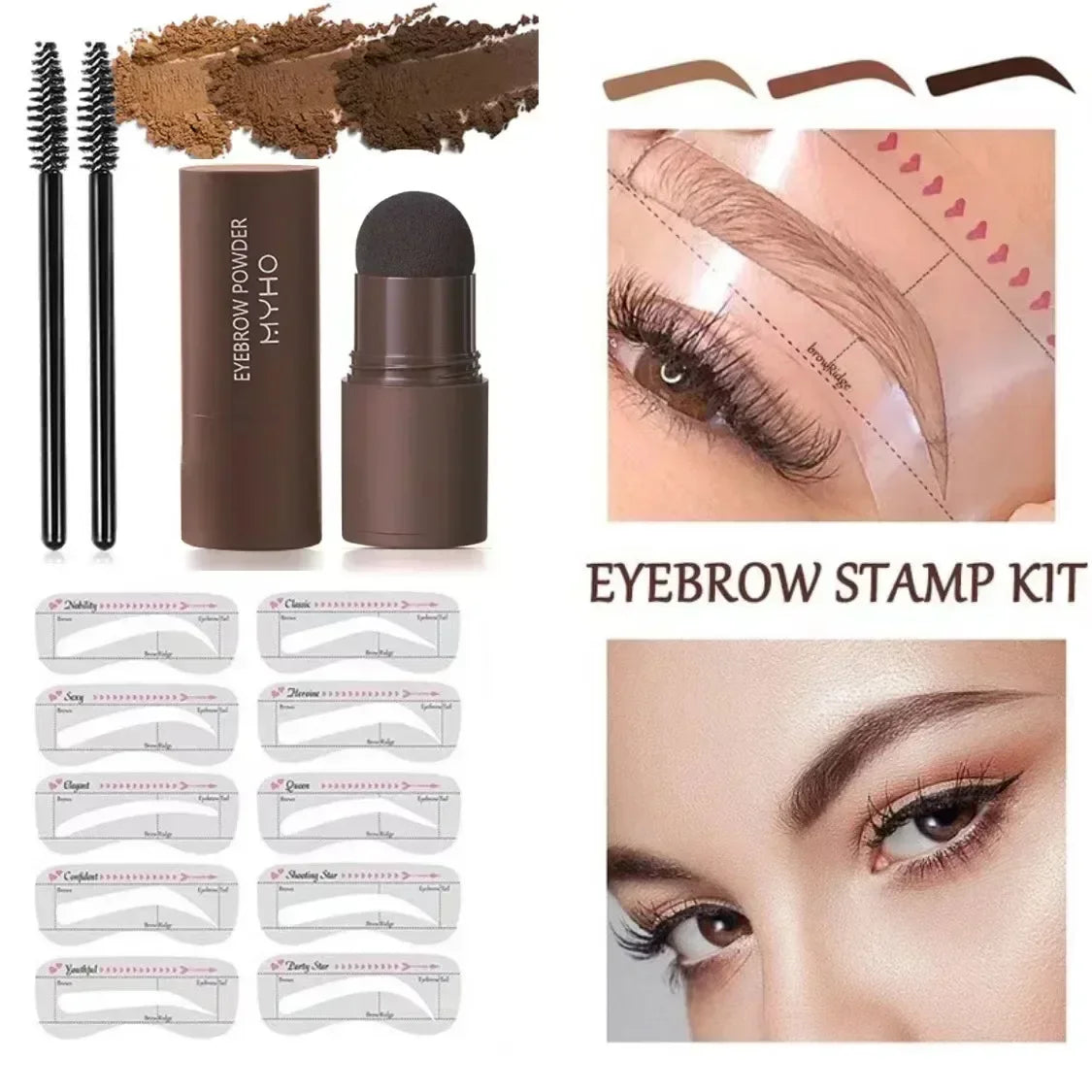 Complete Professional Eyebrow Powder Stamp Shaping Kit